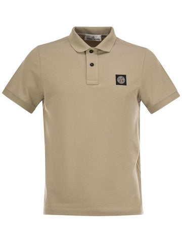 Short-sleeved polo shirt with Compass patch - STONE ISLAND - BALAAN 1