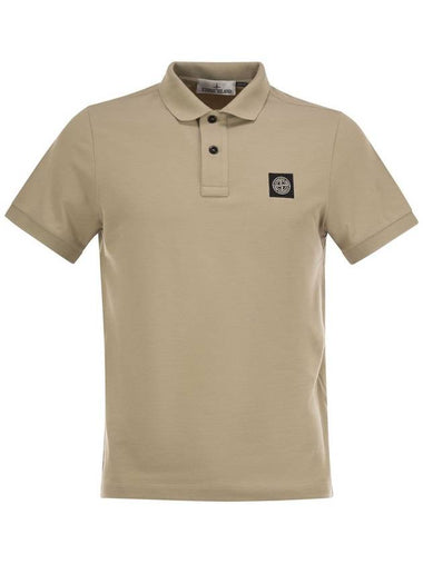 Short-sleeved polo shirt with Compass patch - STONE ISLAND - BALAAN 1