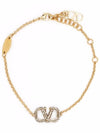 V Logo Crystal Bracelet Gold - VALENTINO - BALAAN 1