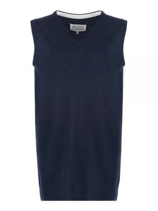 V-neck Wool Knit Vest Navy - MAISON MARGIELA - BALAAN 2