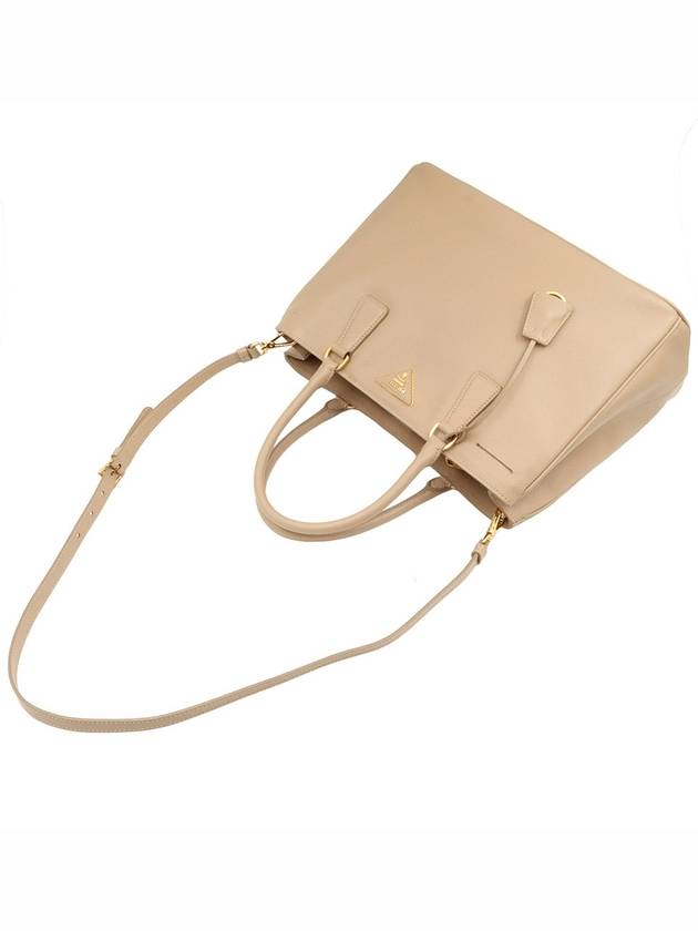 Sand Beige Saffiano Lux Gold Triangle Logo 2WAY - PRADA - BALAAN 4