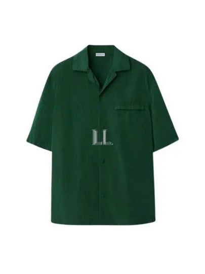 Notched Collar Short Sleeve Shirt Green - BURBERRY - BALAAN 2