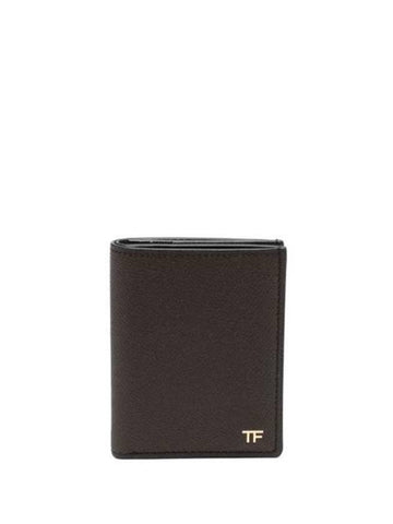 Small Grain Leather Card Wallet Brown - TOM FORD - BALAAN 1