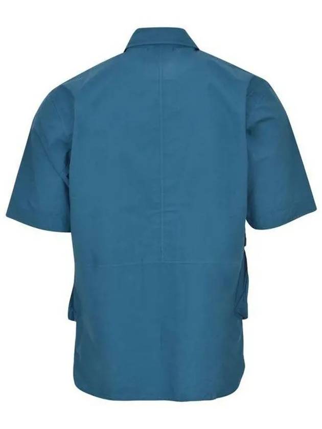 Cotton Popeline Pocket Short Sleeve Shirt Blue - CP COMPANY - BALAAN 3