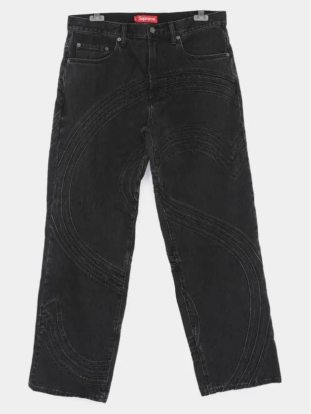 S Logo Loose Fit Washed Denim Men Pants SS24P37 WASHD BLK - SUPREME - BALAAN 2