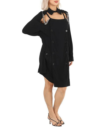 Burberry Black Deconstructed Crepe Trench Coat Dress, Brand Size 8 (US Size 6) - BURBERRY - BALAAN 2