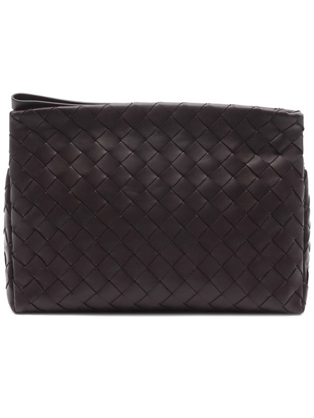 Intrecciato Leather Clutch Bag Dark Brown - BOTTEGA VENETA - BALAAN 5