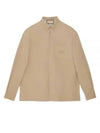 Heavy Cotton Poplin Long Sleeve Shirt Beige - GUCCI - BALAAN 2