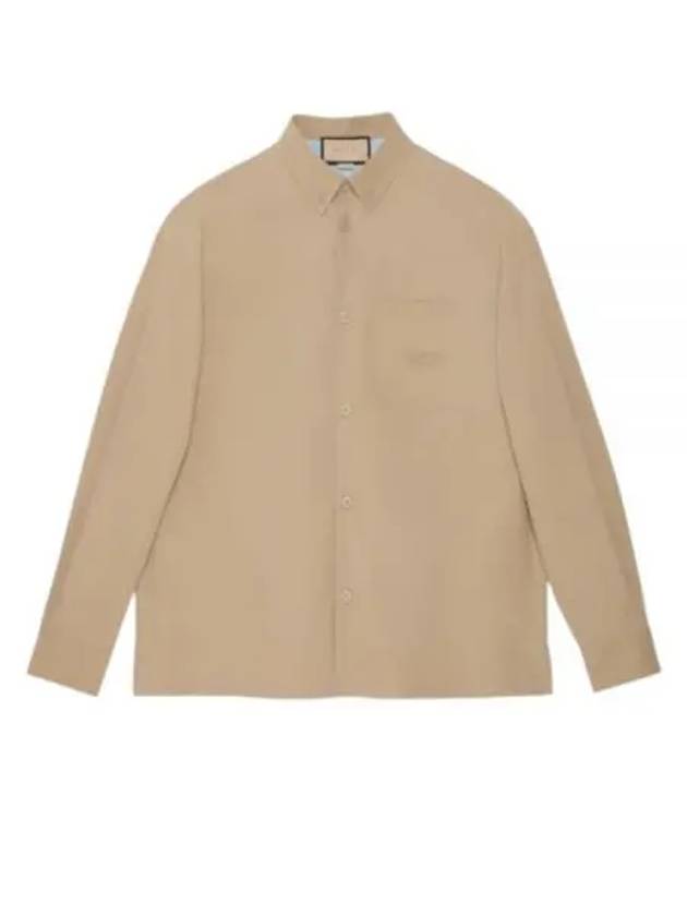 Heavy Cotton Poplin Long Sleeve Shirt Beige - GUCCI - BALAAN 2