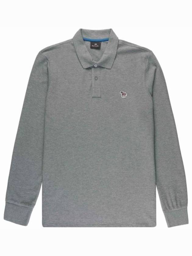 Zebra Patch Long Sleeve Polo Shirt Grey - PAUL SMITH - BALAAN 2