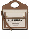 Mini Two-Tone Canvas And Leather Pocket Bag Natural Malt Brown - BURBERRY - BALAAN 2