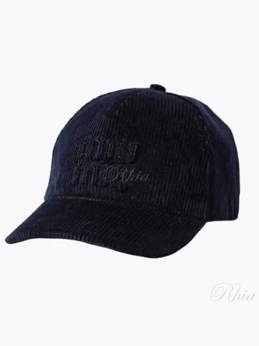 Embossed Logo Velvet Ball Cap Navy - MIU MIU - BALAAN 2