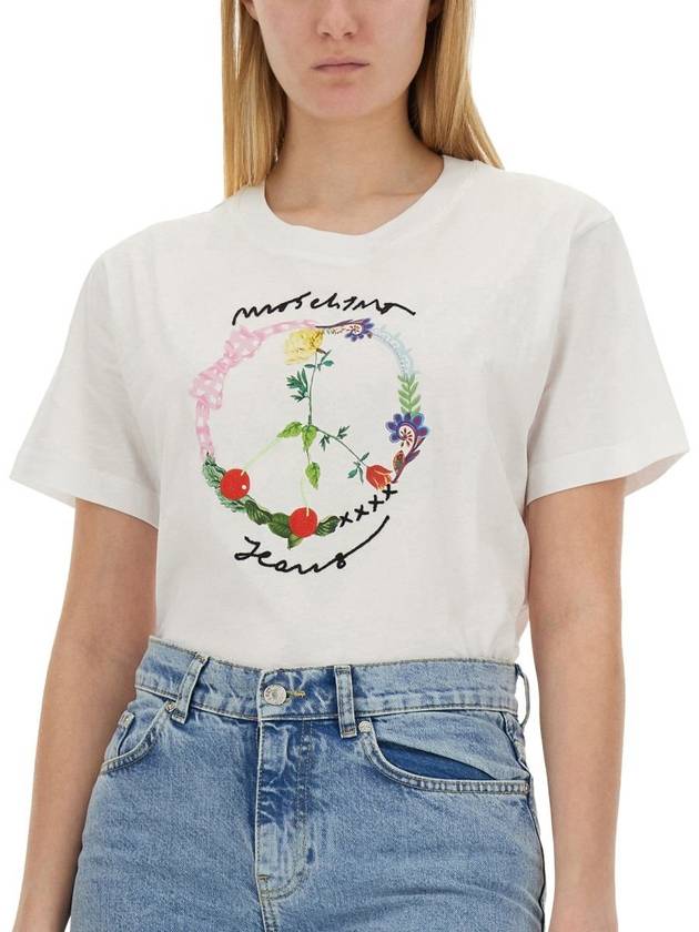 short sleeve t-shirt 07193762 6001 WHITE - MOSCHINO - BALAAN 5