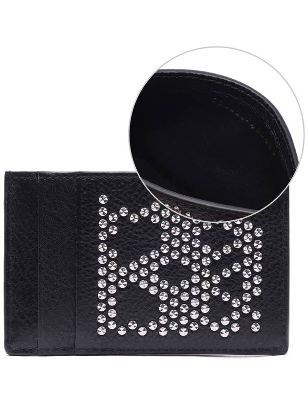 Crystal Stud Card Wallet Black - ALEXANDER MCQUEEN - BALAAN.