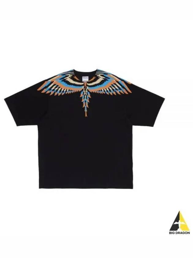 Optical Wings Printed Short Sleeve T-shirt Black - MARCELO BURLON - BALAAN 2