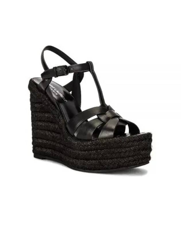 Tribute Espadrille Wedge Heel Black - SAINT LAURENT - BALAAN 2