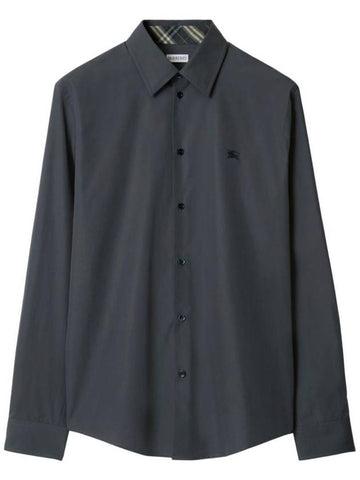 Slim Fit Cotton Long Sleeve Shirt Indigo - BURBERRY - BALAAN 1