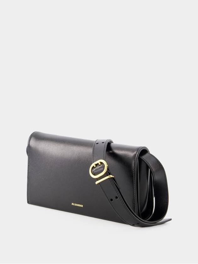 Logo Print Leather Shoulder Bag Black - JIL SANDER - BALAAN 3