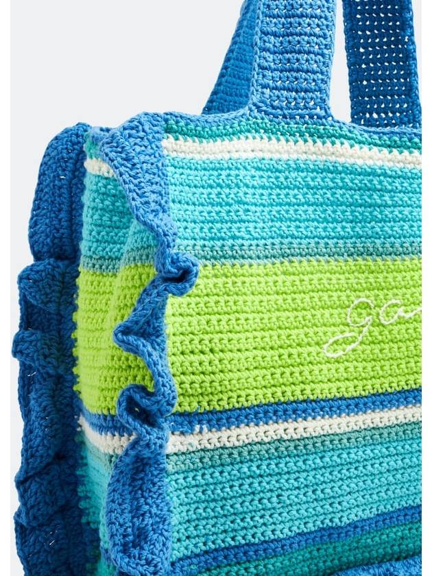 23SS Logo Crochet Frill Tote Bag Blue Women s - GANNI - BALAAN 2