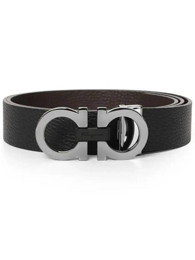 Reversible Gancini Belt Black Hickory - SALVATORE FERRAGAMO - BALAAN 4