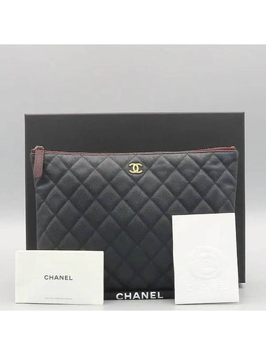 A82545 Classic Black Caviar Logo New Medium Clutch - CHANEL - BALAAN 1