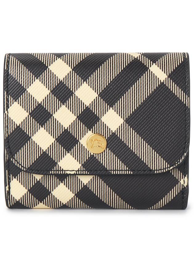 Check Leather Half Wallet Black - BURBERRY - BALAAN 2