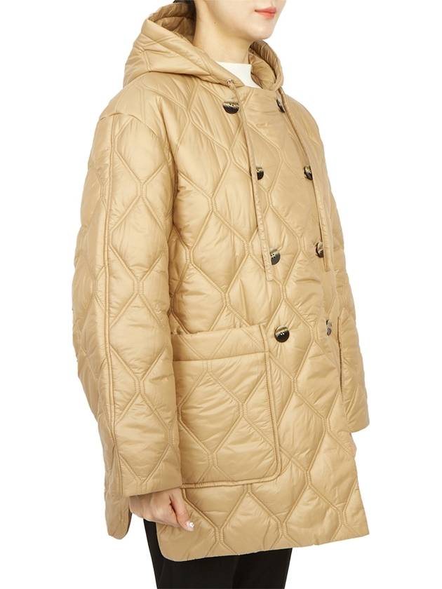 Shiny Quilt Hooded Jacket Beige - GANNI - BALAAN 7