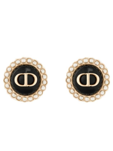 Petit CD Baroque Stud Earrings Gold Black - DIOR - BALAAN 1