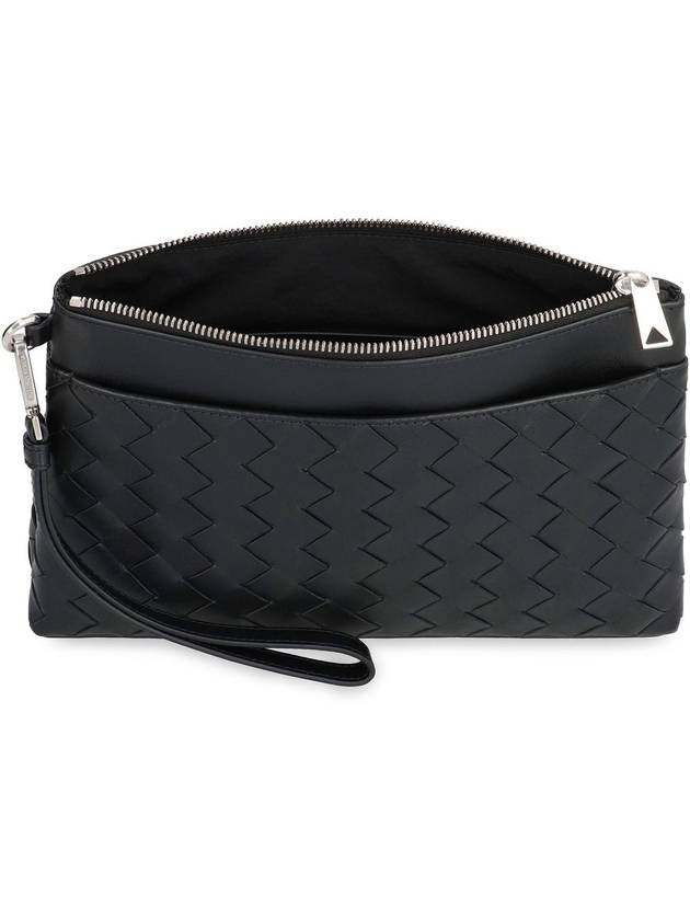 Intrecciato Prism Leather Clutch Black - BOTTEGA VENETA - BALAAN 6