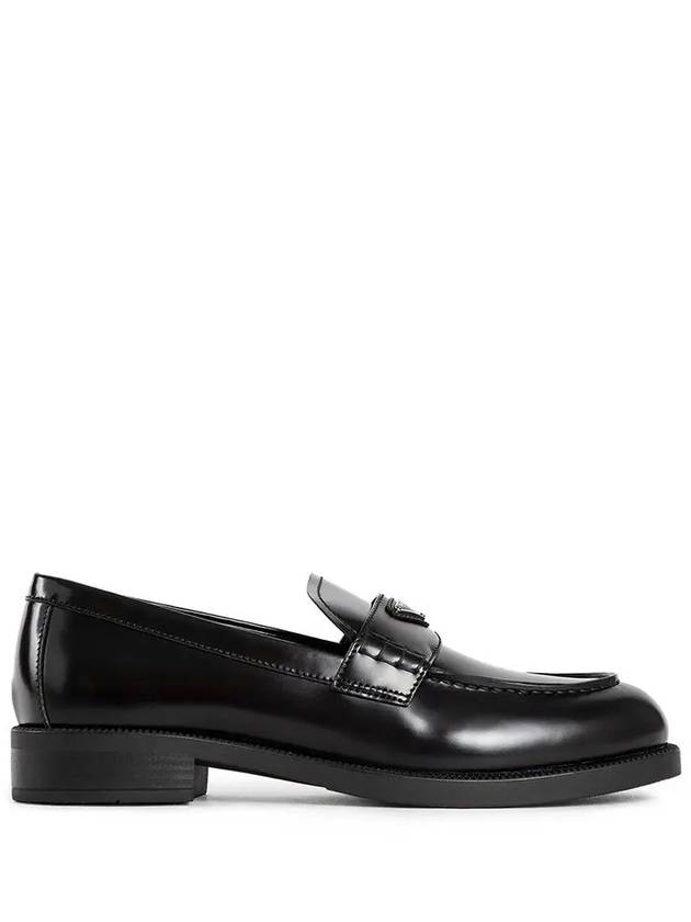 Triangle Logo Leather Loafers Black - PRADA - BALAAN 2