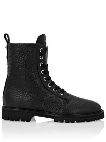 Philipp Plein Stars Studs Leather Commando Boots, Brand Size 35 ( US Size 5 ) - PHILIPP PLEIN - BALAAN 1