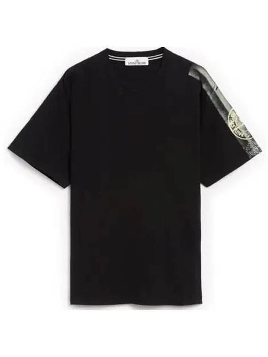 Compass logo round short sleeve t shirt black men s 270496 - STONE ISLAND - BALAAN 1