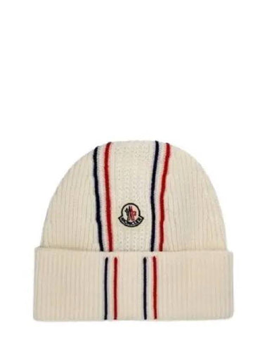 104115 Logo Patch Tricolor Wool Beanie 3B00036 M1131 034 - MONCLER - BALAAN 1