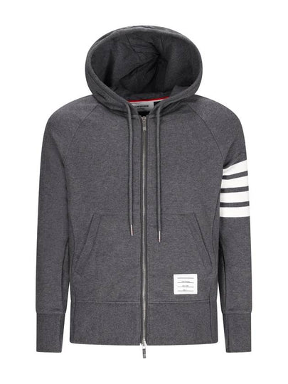 Engineered 4 Bar Diagonal Zip Up Hoodie Dark Grey - THOM BROWNE - BALAAN 2