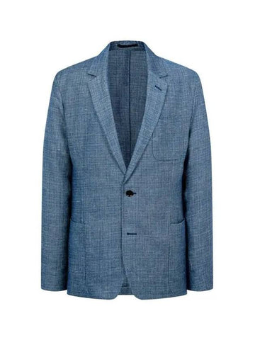 Wool Linen No Sheet Single Jacket Blue - PAUL SMITH - BALAAN 1