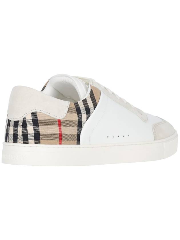 Check Leather Suede Sneakers Natural White Archive Beige - BURBERRY - BALAAN 5