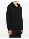 Cotton Fleece Garment Dyed Zip Up Hoodie Black - STONE ISLAND - BALAAN 3