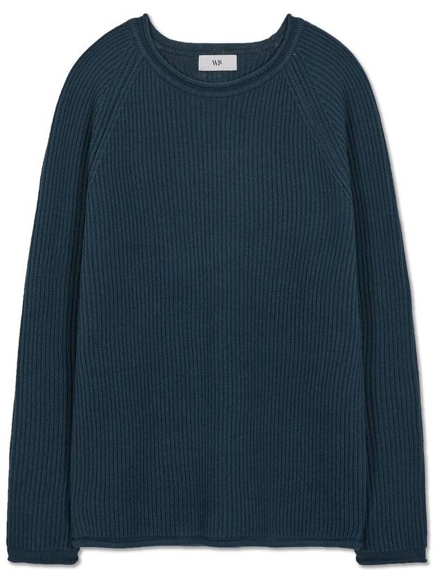 French oversized raglan ribbed cotton knit TEAL GREEN - WEST GRAND BOULEVARD - BALAAN 2