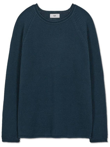 French oversized raglan ribbed cotton knit TEAL GREEN - WEST GRAND BOULEVARD - BALAAN 1