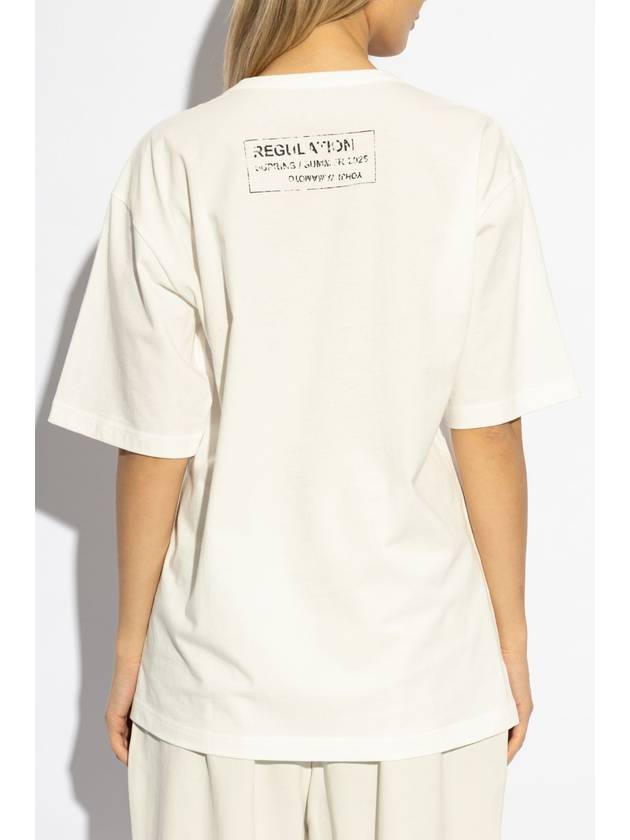 Yohji Yamamoto T-shirt With Print, Women's, White - YOHJI YAMAMOTO - BALAAN 4