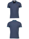 Men's Two Line Wappen Patch Cotton Short Sleeve Polo Shirt Dark Blue - STONE ISLAND - BALAAN 5