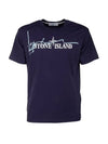 Logo Ink Short Sleeve T-Shirt Navy - STONE ISLAND - BALAAN 1