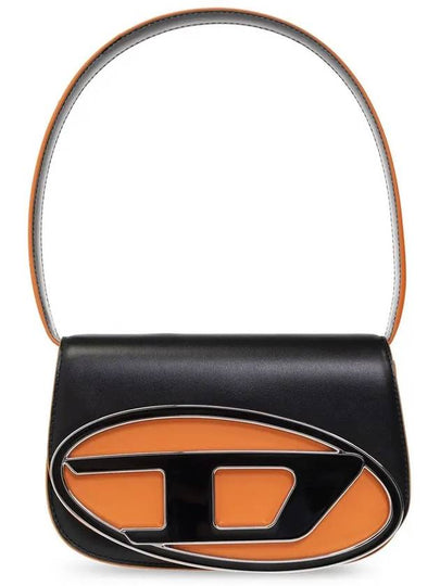 1DR Iconic Nappa Leather Shoulder Bag Black Orange - DIESEL - BALAAN 2