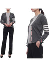 4-Bar V-Neck Cashmere Cardigan Grey - THOM BROWNE - BALAAN 2