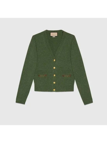 Horsebit Cashmere Cardigan Green - GUCCI - BALAAN 1