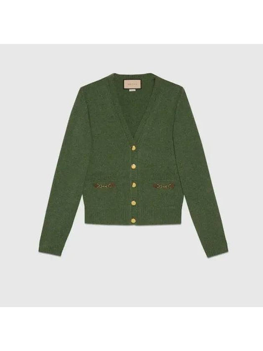 Horsebit Cashmere Cardigan Green - GUCCI - BALAAN 1