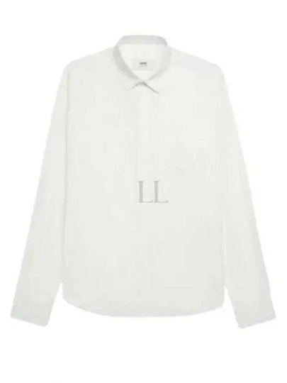 Heart Logo Tonal Cotton Poplin Long Sleeve Shirt White - AMI - BALAAN 2