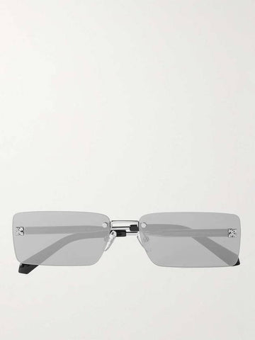 RICCIONE rectangle frame silver tone sunglasses OERI096F23MET0017272 B0080766617 - OFF WHITE - BALAAN 1