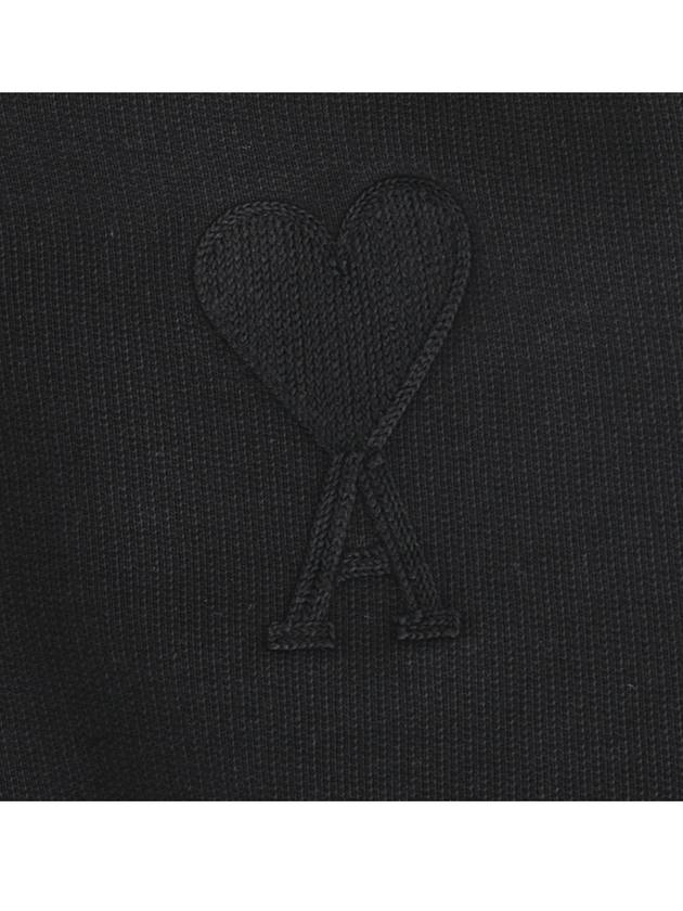 Embroidered Heart Logo Hoodie Black - AMI - BALAAN 6