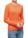 W cable knit cotton crewneck sweater orange - POLO RALPH LAUREN - BALAAN 2